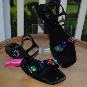 NWT NIB Jelly Sandal BLACK Gems Crystals RESTOCK
